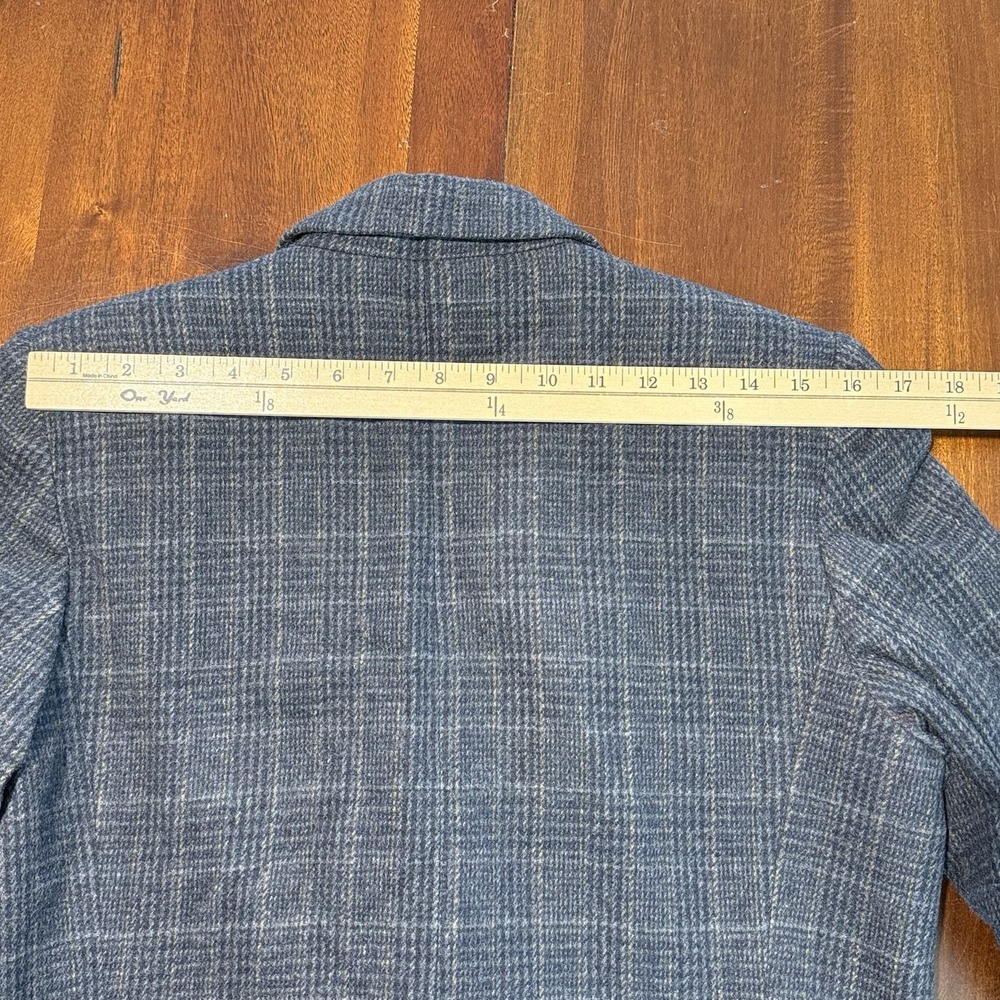 Chelsea Campbell Womens Wool Blend Blazer 8 Petite  Navy Plaid Vintage Preppy - Picture 6 of 10